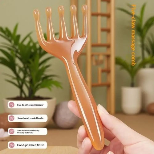 Gua-Sha-Massagebürste aus Resin mit 5 Zinken für Gesichts-Meridian-Akupressur
