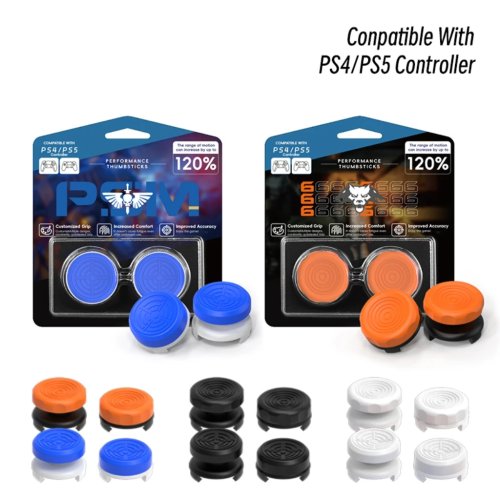 PS4 PS5 Performance Thumb Grips (2-Pack) – High & Low Rise Anti-Slip Joystick Covers for Enhanced Control