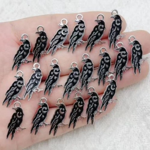 20 piezas de dijes de esmalte gótico luna y calavera para joyería DIY, aretes, collares, pulseras, llaveros, colgantes
