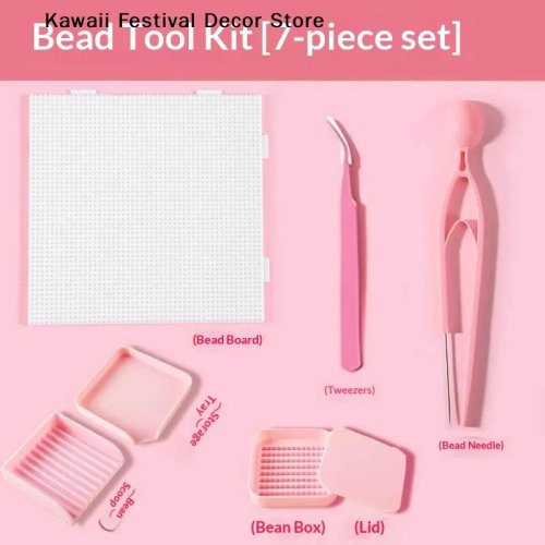 ชุดเครื่องมือลูกปัดฟิวส์พร้อมถาด คีม เข็ม และช้อน - อุปกรณ์ DIY งานฝีมือ