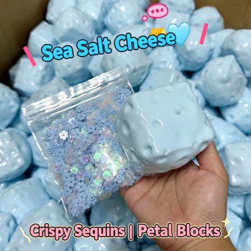 Pelota antiestrés de queso crujiente en cubo – bola squeezable grande moldeable, fidget toy que no rebota, sensorial ASMR antiestrés, regalo festivo