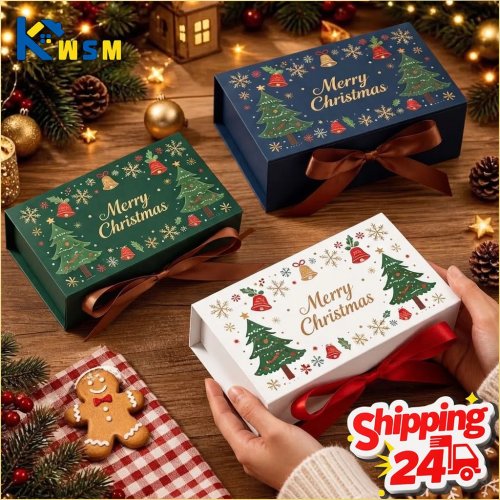 5-40 piezas de elegantes cajas de regalo navideñas, cajas vacías para caramelos y chocolates para fiesta de Nochebuena, recuerdo para árbol y decoración del hogar