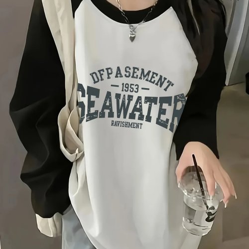 Playera raglán de manga larga para mujer Harajuku kawaii casual deportiva elegante 2026