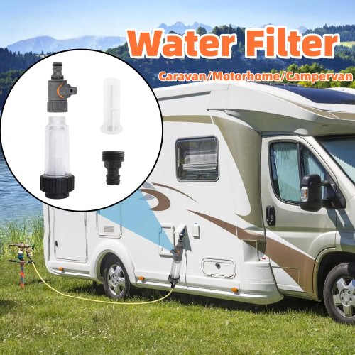 Kit filtro acqua per camper e caravan con prefiltro, filtri di ricambio e adattatore rapido
