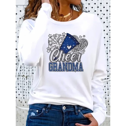 Áo thun dài tay cổ điển in hình trái tim và chữ - Áo thun cổ tròn thể thao năng động cho mọi outfit