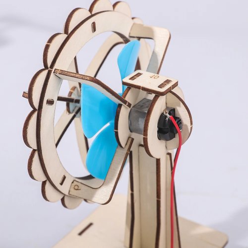 Kids DIY Electric Oscillating Fan Wooden Science Experiment Kit Educational Assembly Toy