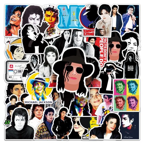 50 autocolantes Michael Jackson, stickers de desenho animado graffiti para skate, frigorífico, mala, telefone, caderno, presente de aniversário
