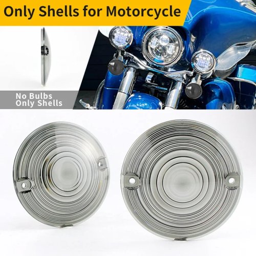 2-Pack Motorcycle Turn Signal Light Lens Front Cover Without Bulbs for Harley Heritage Springer FLSTS 02-03 Fatboy FLSTF 02-17