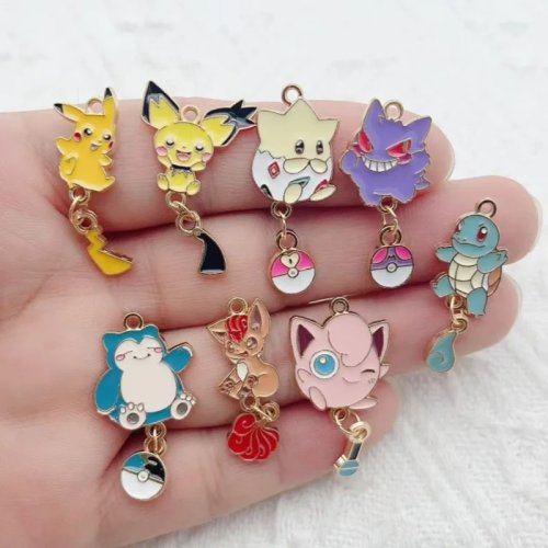 10pcs Cute Cartoon Pokémon Charms for DIY Earrings, Necklaces & Keychains