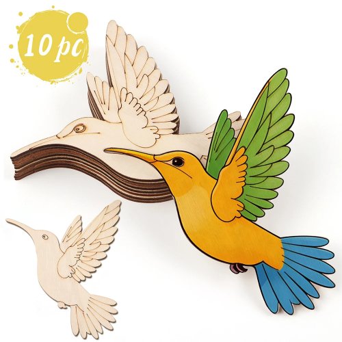 10 stuks Onbeschilderde houten dieren- en vogelvormen - Houten knutselpakket voor hangdecoraties, DIY schilderen, feest- en huisdecoratie