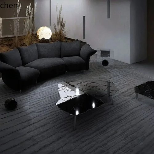 Modern Spliced Glass Coffee Table – Luxury Side Table for Small Apartments & Living Rooms
