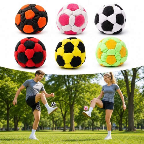 6/12 Pcs Handmade Knitted Footbag Sacks - Soft Durable Juggling Balls for Kids Outdoor Group Activities