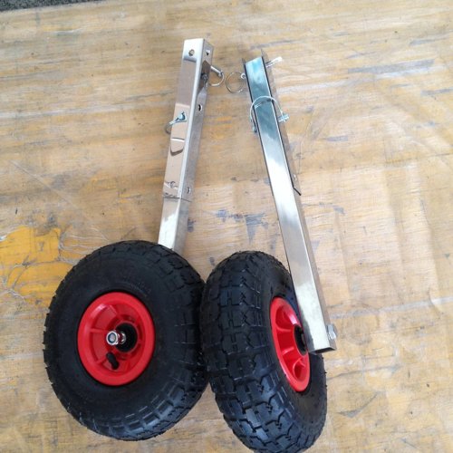 Heavy Duty Stainless Steel Boat Transom Launch Wheels Kit - Transom Wheel Assembly for Boaters
