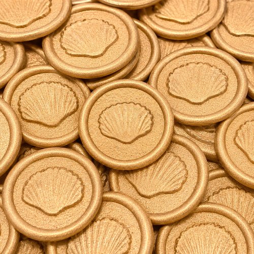 20 stuks zelfklevende waxzegel stickers met schelp reliëf, voor trouwuitnodigingen, enveloppen, cadeauverpakking