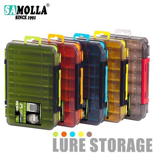 SAMOLLA Double-Sided Compact Tackle Box - Durable and Versatile Organizer for Lures, Hooks, and Baits
