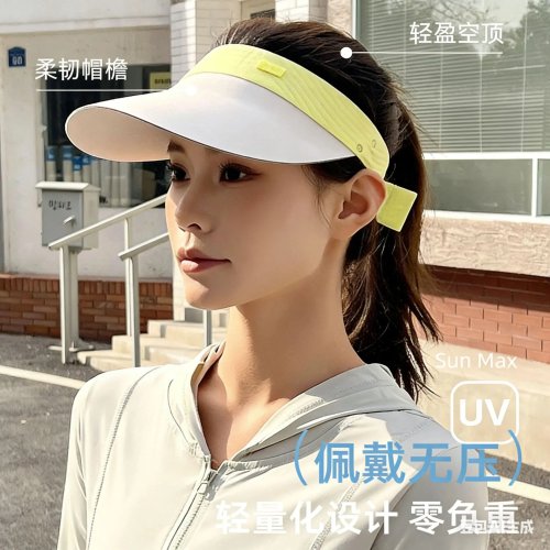 Chapeau de soleil sans couture à dessus ouvert – Protection UV pour la course en extérieur, chapeau de soleil intégré