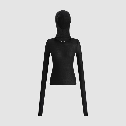 Women's 100% Cotton Hooded Long Sleeve T-Shirt Slim Semi-Sheer Hoodie Top Basic Pullover for Street Daily Club Outfit