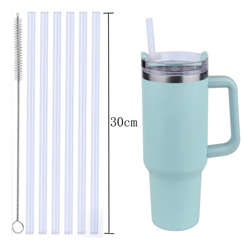 Reusable Straw with Cleaning Brush, Plastic Replacement Straw Compatible with Stanley 40 oz 30 oz Cup Tumbler