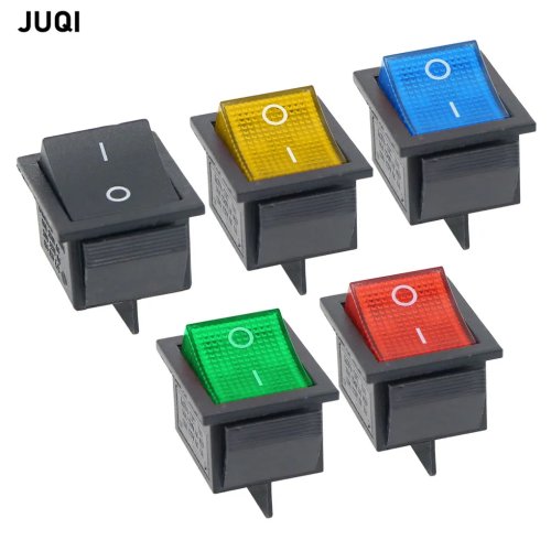مفتاح هزاز KCD4 تشغيل/إيقاف 2 مواضع 4/6 أطراف مع ضوء، مفتاح كهرباء 16A 250VAC/20A 125VAC