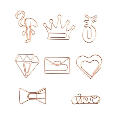 Decorative Metal Paper Clips – Mini Love, Diamond, Crown & Envelope Shapes for Photos, Tickets, Office, School, and Home Organization