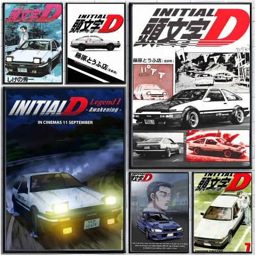 Initial D Anime Racing Poster - Moderne Wandkunst, Woonkamer Decoratie, Ongeframeerde Print