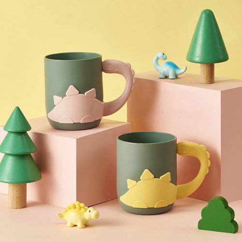 แก้วใส่แปรงสีฟันลายไดโนเสาร์การ์ตูน - แก้วน้ำยาบ้วนปากสำหรับคู่รัก อุปกรณ์ห้องน้ำ