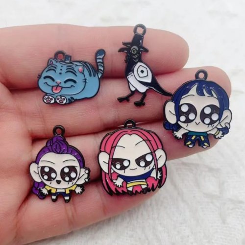 10 Stück Cartoon Anime Emaille Legierung Anhänger für DIY Ohrringe & Schlüsselanhänger