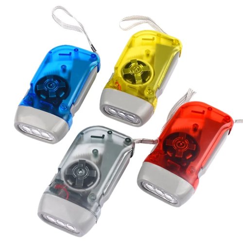 Hand Crank Dynamo Flashlight, 3 LED Wind-Up Torch, Camping Lamp