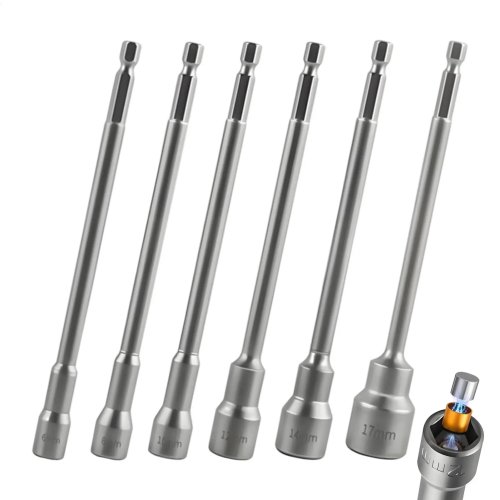 6-Piece Magnetic Socket Set, Hexagonal Strong Magnetic Socket Driver Bit Set for Workshop, Garage & Industrial Use
