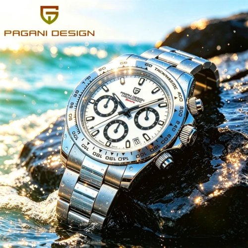 PAGANI DESIGN PD1727 Men's Quartz Chronograph Watch, Japan VK63 Movement, Sapphire Crystal, Multifunctional Luminous, 100M Water Resistant