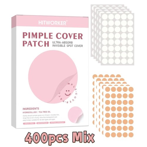 400pcs Hydrocolloid Acne Pimple Patches for Face, Effective Blemish Spot Treatment, Invisible & Skin-Friendly