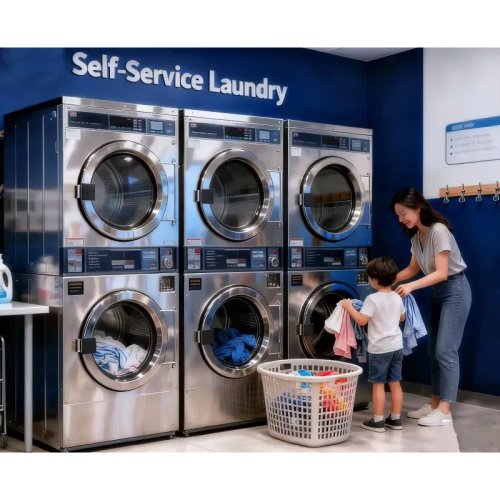 Máquina de Lavar e Secar Roupa Comercial com Moedas para Lavandaria