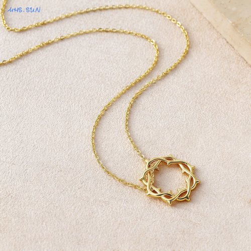SUNSLL Vergoldete Geometrische Dorn Kreis Anhänger Halskette Vintage Partnerkette Schmuck für Bankett & Party