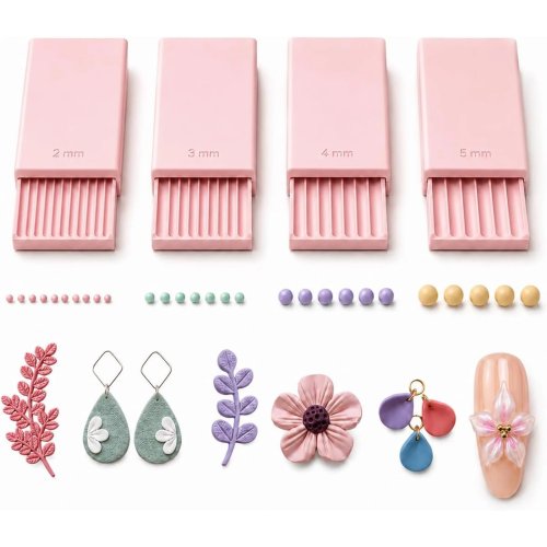 Herramienta para hacer bolas de gel de arcilla 3D 4PCS, rodillo de cuentas para uñas para flores de gel 3D | Rodillo de arcilla polimérica 2mm 3mm 4mm 5mm