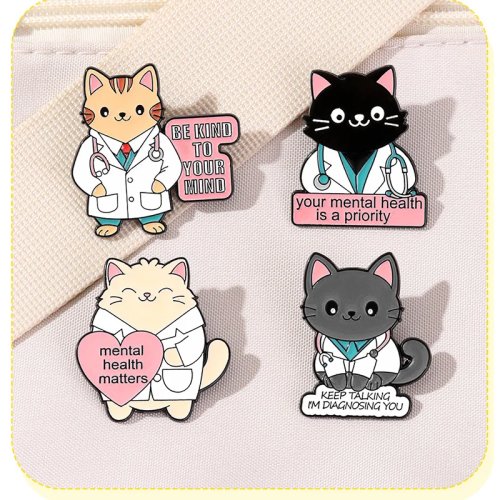 Personalized Cute Cartoon Cat Nurse Brooch Badge Pin for Clothes Backpack Decoration