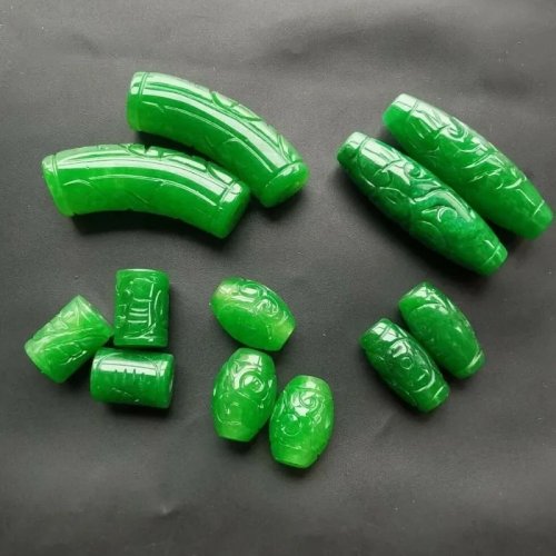1pc Contas de Jade Verde Natural DIY Pulseira Brinco Charm Jadeíte Jóias Amuleto Presente para Mulher Homem