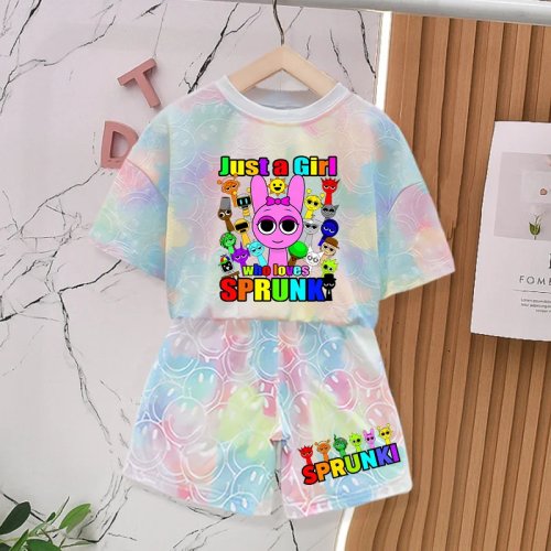 2-Piece Sprunkis Summer Set - Breathable Sweat-Absorbent Kawaii Anime Harajuku Short Sleeve Lightweight Outfit Gift