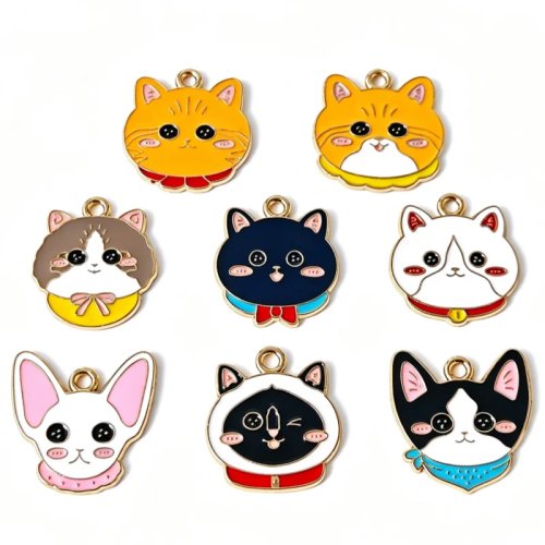 10 ชิ้น จี้แมวการ์ตูนน่ารัก DIY เครื่องประดับโลหะผสม สำหรับพวงกุญแจ สร้อยคอ กำไล ต่างหู
