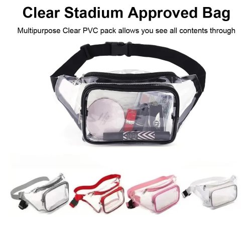 Clear Fanny Pack Stadium Approved Waterproof PVC Transparent Belt Bag Pass Security Check Quickly for Concerts & Festivals Women