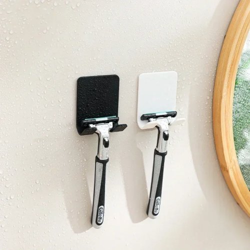 Bathroom Razor Holder Punch-Free Wall Mount Storage Rack (1/2/4/6 Pcs)