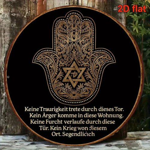 CIFBUY Vintage Aluminium Hiasan Dinding, Tahan Air & Tahan Lama, Dekorasi Tangan Hamsa untuk Rumah, Kantor, Dalam & Luar Ruangan