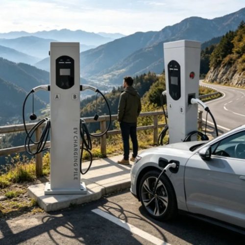 Pengisi Daya Cepat DC 30kW 40kW 50kW, Stasiun Pengisian Kendaraan Listrik CCS2 Dinding, OCPP RFID App untuk Usaha Kecil
