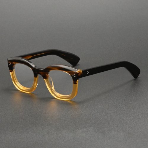 Monture de lunettes ronde en acétate épais unisexe - écaille violette, compatible verres correcteurs myopie et presbytie