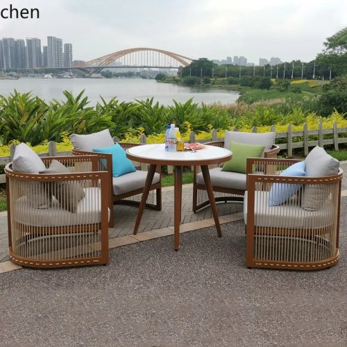 YFY Set Divano in Rattan per Esterno con Tavolino Impermeabile per Giardino, Cortile e Hotel