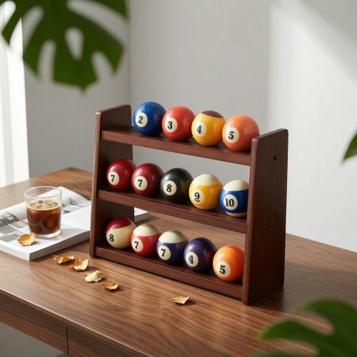 Suporte compacto para tacos de bilhar com armazenamento de acessórios, duradouro e elegante para sala de jogos, bar em casa