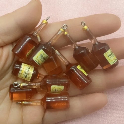 10 uds colgante de botella de vino de resina, DIY creación de joyas, pendientes, accesorios para llavero
