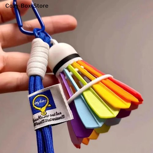 Creative Mini 3D Badminton Racket Keychain - Sport Souvenir Bag Charm, Car Keyring Gift