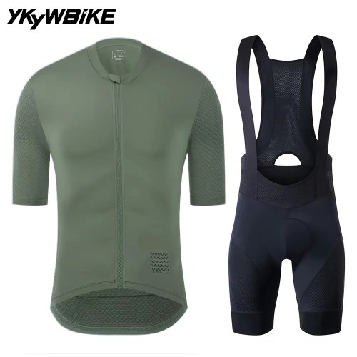 Men's Cycling Jersey Set with Bib Shorts, Classic MTB Kit, Breathable Bike Clothing