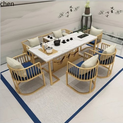 Mesa de chá de mármore moderna e simples com conjunto de chá integrado, novo estilo zen chinês