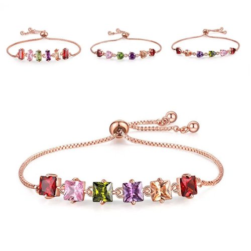 Bracelet en Cristal Naturel Luxe Talisman Pierre Créateur Cadeau pour Femmes Vrai Bijou Plaqué Or Rose Bracelet Breloque